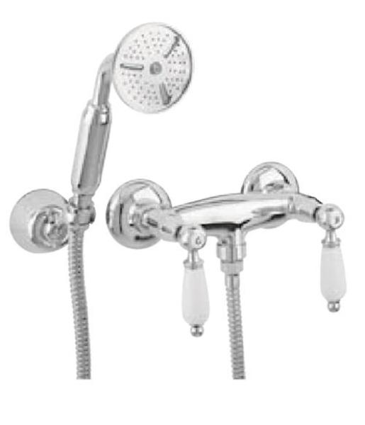 PB robinet classique ensemble de douche avec poignées blanches Bronze, y compris douchette à main 1208854482