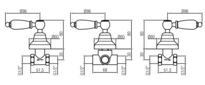 PB Classic set de douche encastré avec inverseur 2 voies et leviers en inox blanc 1208854612