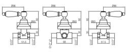 PB Classic Set de douche encastré avec inverseur 3 voies et leviers blancs en Bronze 1208854632