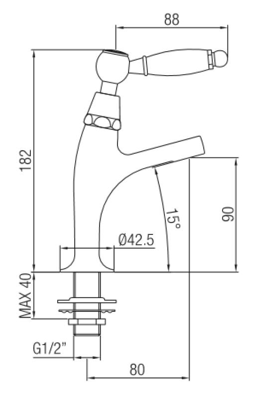 PB Classic Mitigeur de lavabo avec levier blanc eau froide petit modèle Acier inoxydable 1208854912