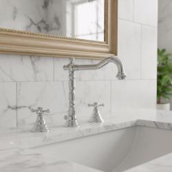 PB classic 3 trous Robinet de lavabo bec fort 18,5 cm Chromé 1208854922