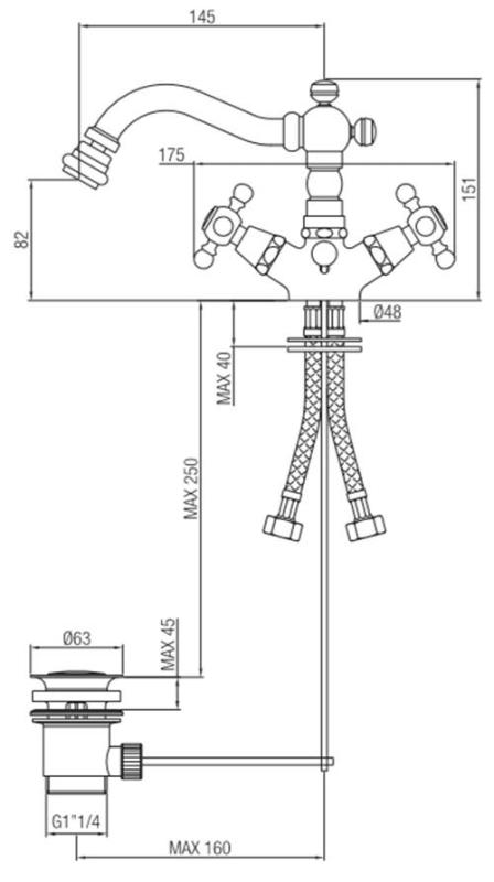 PB Classic Mélangeur de bidet avec bec de 145 mm Chromé 1208855012