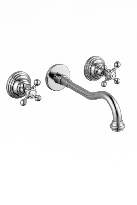 PB robinet mural encastré classique avec poignées étoile, bec de 25 cm, Chrome 1208855112
