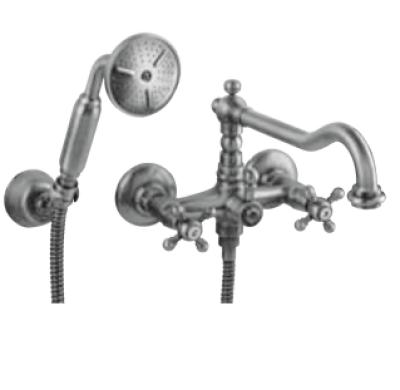 PB Classic Mélangeur de bain avecmanettes à croisillons et douchette Bronze 1208855252