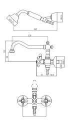 PB Classic Mélangeur de bain avec manettes à croisillons et douchette Acier inoxydable 1208855262