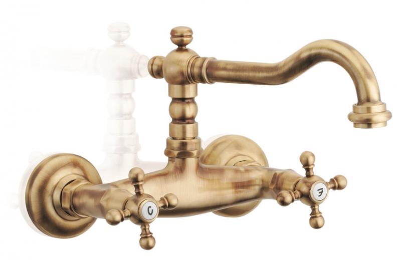 PB Classic Mélangeur de bain avec manettes à croisillons et douchette Acier inoxydable 1208855262