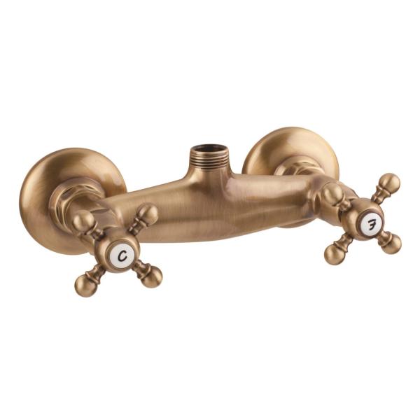 PB Classic mélangeur de douche en surface avec manettes croisillons raccord supérieur couleur bronze 1208855312