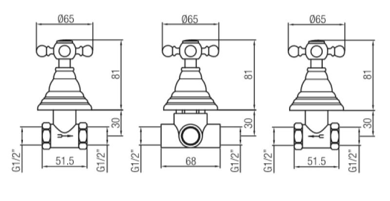 PB Classic Set de douche encastré à 2 voies avec inverseur et avec manettes croisillons en inox 1208855382