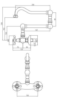 PB Robinet mural classique en saillie avec boutons en étoile et bec long pivotant Bronze 1208855452