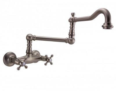 PB Robinet mural classique avec boutons en étoile et long bec pivotant en inox 1208855462