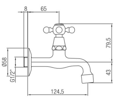 PB Classic Robinet mural avec manette à croisillon eau froide Bronze 1208855602