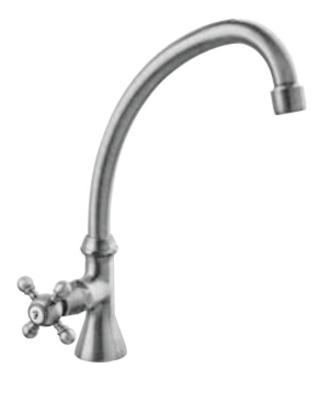 PB Classic Robinet de lavabo avec manette croisillon eau froide avec bec haut Acier inoxydable 1208855672