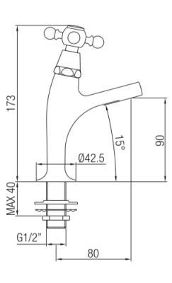 PB Classic robinet de lavabo avec manette croisillon eau froide petit modèle Acier inoxydable 1208855702