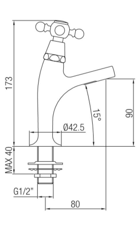 PB Classic robinet de lavabo avec manette croisillon eau froide petit modèle Acier inoxydable 1208855702