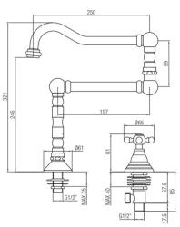 PB Classic Robinet de lavabo avec manette croisillon eau froide et long bec pivotant Chromé 1208855742