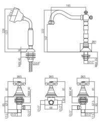 PB Classic 5 trous Robinet de baignoire avec manettes à croisillons Acier inoxydable 1208855792