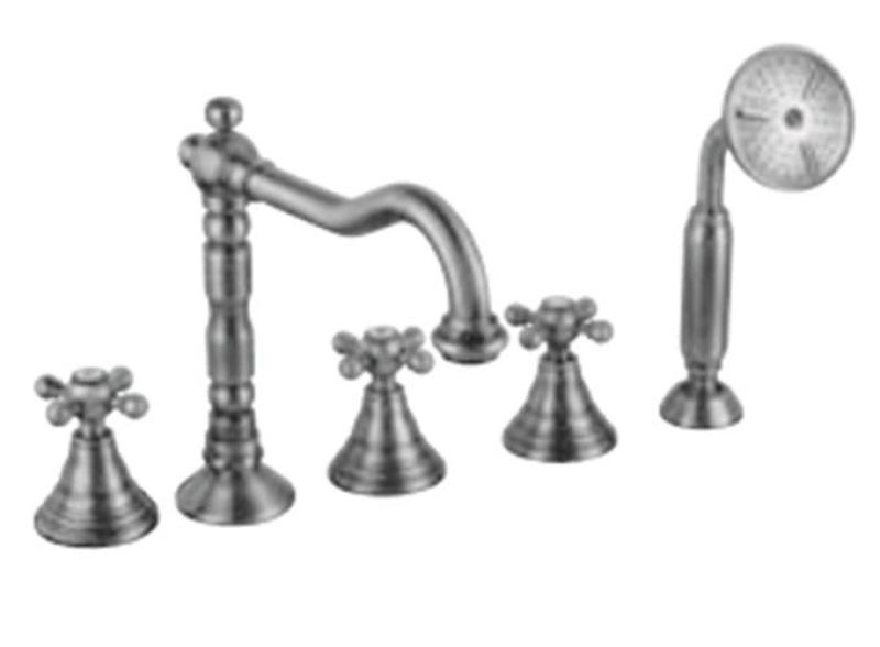 PB Robinet classique à 5 trous pour bord de baignoire avec boutons étoile en acier inoxydable 1208855792