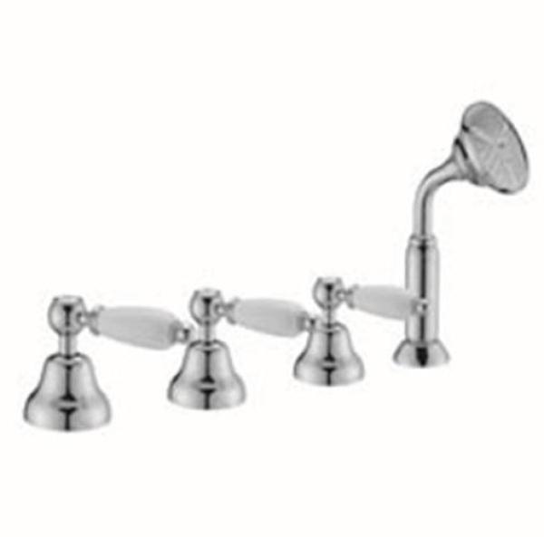 PB Classic 4 trous Set de bain avec manette blanche pour combinaison de remplissage de baignoire Bronze 1208855812