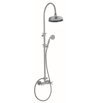PB Classic Set de douche apperent avec manettes à croisillons et colonne de douche télescopique à effet de pluie Bronze 1208855902
