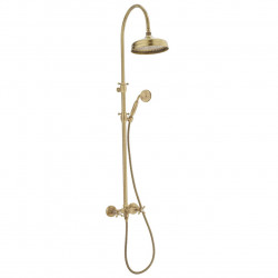 PB Classique Set de douche apparent avec avec manettes à croisillons et colonne de douche télescopique à effet pluie Bronze 1208855932