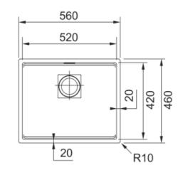 Franke Cube KNG 110.52 évier 52x42 gris granit sous plan 125.0512.507