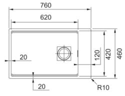 Franke Cube KNG 110.62 évier 72x42 base granit blanc sous plan avec surface pour trou de robinet 125.0512.517