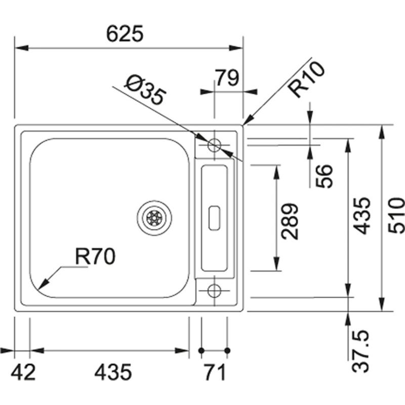 Franke Argos AGX 210 évier en inox à encastrer à fleur 625x510 réversible 127.0380.400