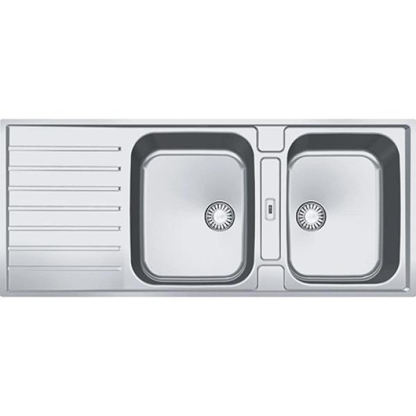 Franke Argos AGX 221 double évier en inox avec égouttoir, encastré à fleur 116x51cm 127.0635.632