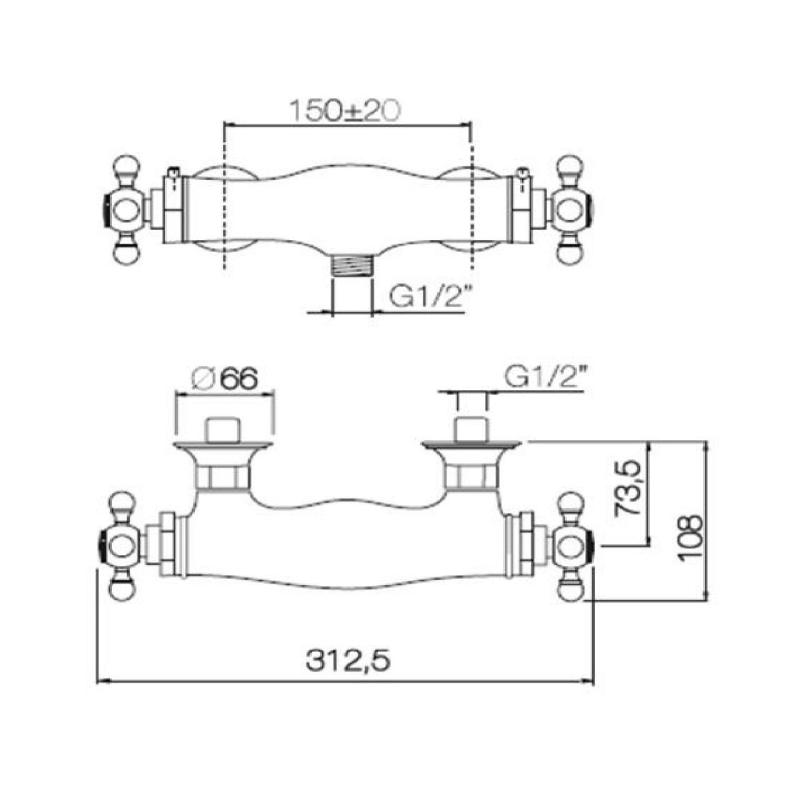 PB classic Thermostatique de douche Chrome 1208898972