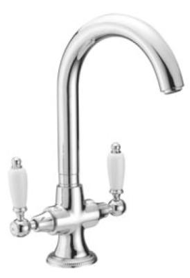 PB Robinet de cuisine classique avec poignées blanches en inox 1208910902