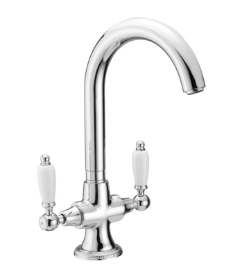 PB Robinet de cuisine classique avec poignées blanches en inox 1208910902