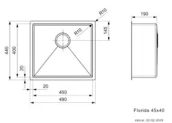 Reginox Florida évier en acier inoxydable sous plan, à fleur de plan ou en surface 45x40cm L6423 R30776