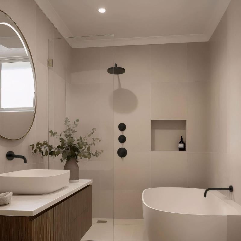 Waterevolution Flow Mitigeur thermostatique de douche encastré avec 2 valves d'arrêt noir mat 1208916222