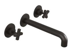 Waterevolution Cruz robinet de lavabo encastré 3 trous noir mat 1208916572