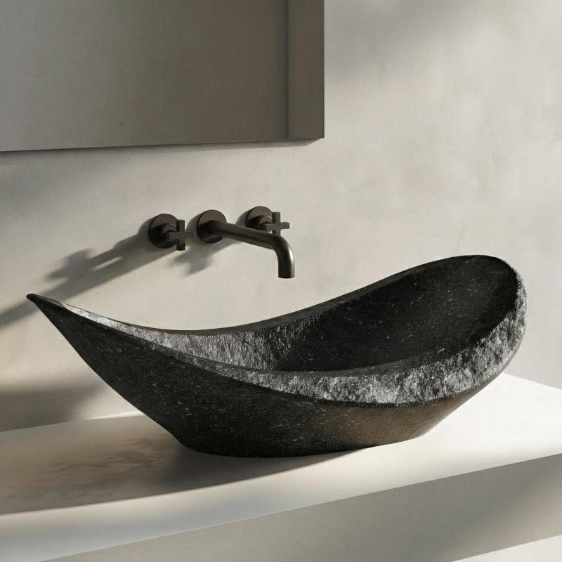 Waterevolution Cruz robinet de lavabo encastré 3 trous noir mat 1208916572