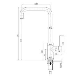 Lorreine Medway Robinet de cuisine noir avec bec pivotant noir 1208916642