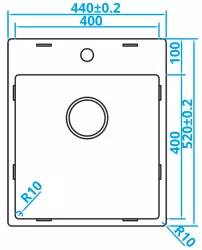 Caressi Basic Line évier en acier inoxydable 40x40 sous plan, à fleur de plan ou en surface avec surface pour trou de robinetterie CABLPP40KR10 1208920510