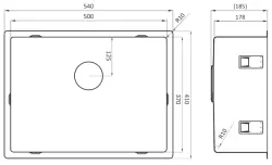 Lorreine 50SP37 évier en acier inoxydable 50x37 cm sous plan, à fleur de plan ou en surface 1208920519