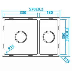 Caressi Basic Line évier en acier inoxydable 39x57 sous plan, à fleur de plan ou en surface CABL3318R15 1208920571