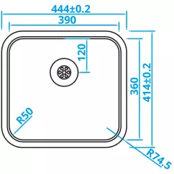 Caressi Basic Line évier en acier inoxydable 44.4x41.4 sous plan, à fleur de plan ou en surface CABLPP39R50 1208920574