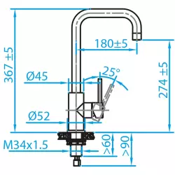 Caressi Basic Line Mitigeur de cuisine en acier inoxydable CABL001I 1208920576