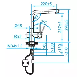 CARESSI Mitigeur de cuisine chromé avec bec extractible chromé CA108CH U ECO 1208920642