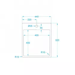 Caressi évier CAPP40KR10 L44xL52xP18.5cm bouchon sans soudure 1208920666