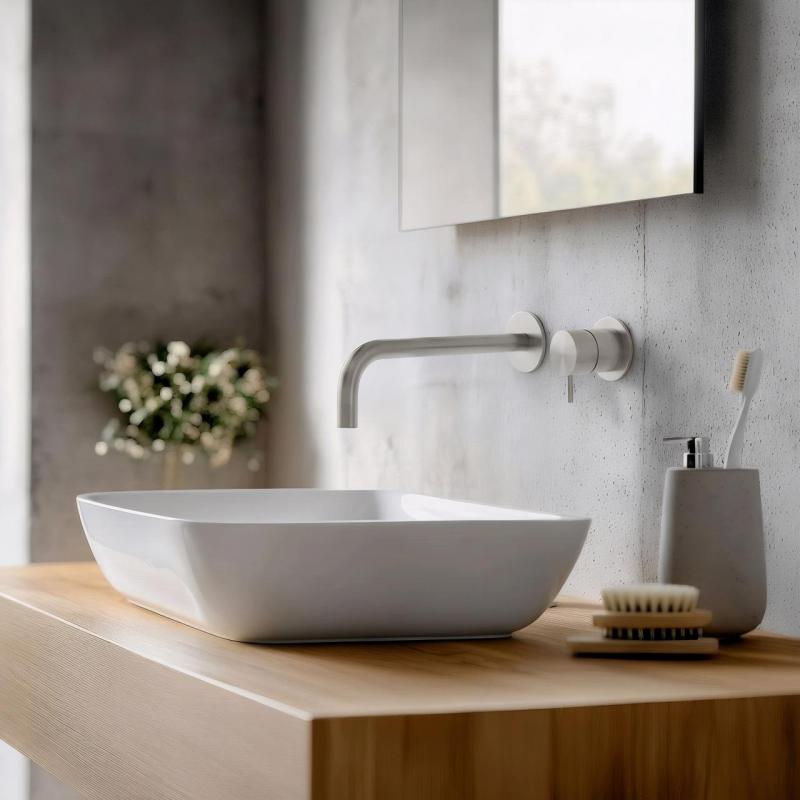 Waterevolution Flow Robinet de lavabo encastré en acier inoxydable avec bec de 21 cm T1.16BIEV2