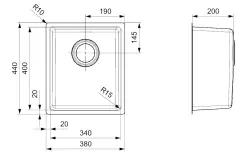 Reginox Houston évier en acier inoxydable 34x40 sous plan, à fleur de plan ou en surface L2200 R32862