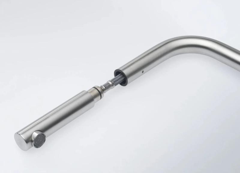 Robinetterie de cuisine en inox brossé Franke Atlas Neo avec bec extractible inox 115.0521.438