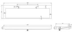 Lavabo Solid-S Quatra en surface solide, mat blanc, sans trou pour robinet, 160 x 45,5 x 8 cm, 1208920888.