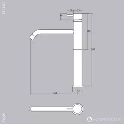 Waterevolution Flow robinet de lavabo pour vasque laiton brossé T115LE