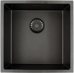 Caressi Black Line évier en quartz noir 40cm à fleur de plan CAGRPP40BK-FL avec panier pour bonde noir 1208921303