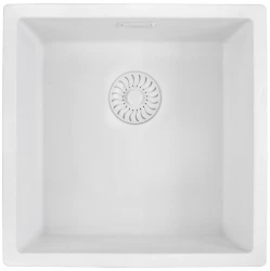 Caressi White Line blanc Evier en quartz 40cm à fleur de plan CAGRPP40WH-FL 1208921336